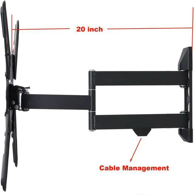 Alt view image 4 of 7 - VideoSecu Heavy Duty Tilt Swivel TV Wall Mount for Samsung most 22 29 32 37 39 40 43 46 48 50 55" LED UHD HDTV with loading 88lbs, Max VESA 400x400mm, long extension 20" BJZ