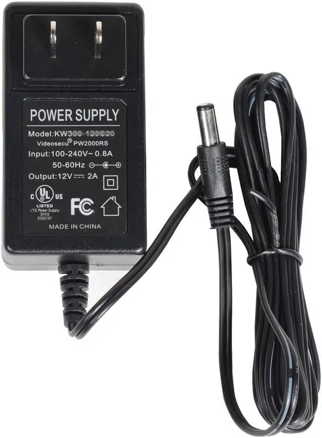 Main image of VideoSecu 12V DC 2A Security Camera Power Supply Adapter 2000mA 100-240V AC Regulated 1i1