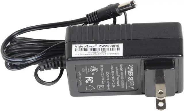 Alt view image 3 of 4 - VideoSecu 12V DC 2A Security Camera Power Supply Adapter 2000mA 100-240V AC Regulated 1i1