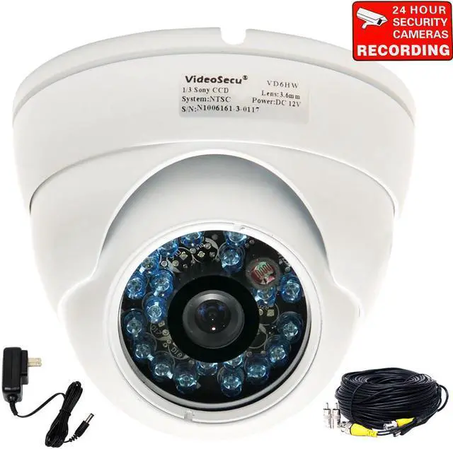 Main image of VideoSecu IR Day Night Vision Weatherproof Outdoor Vandal Proof Security Camera Builit-in 1/3 inch SONY CCD 600 TV Lines High Resolution 3.6 mm Wide Angle Lens with Power and Cable A69