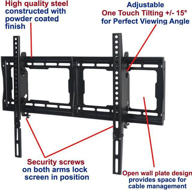 Alt view image 2 of 6 - VideoSecu LCD LED UHD HDTV Tilt TV Wall Mount for most 32 37 39 40 42 47 49 50 55 60 65 inch TV Displays with Free 10ft HDMI Cable & Bubble Level BG3