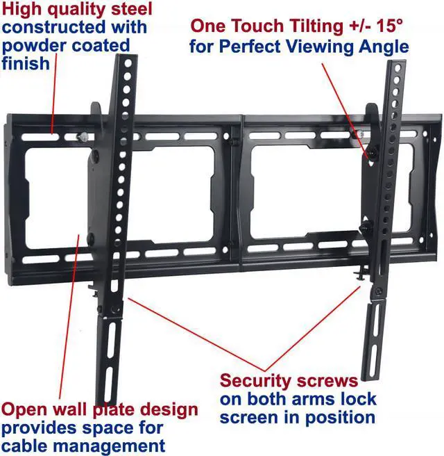 Alt view image 2 of 6 - VideoSecu Heavy Duty LCD LED Tilt TV Wall Mount Bracket for Samsung 32 39 40 46 48 50 51 55 60 64 65 75" Plasma 3D HDTV UHD Flat Panel Screen Displays UN48H5500AFXZA BG3
