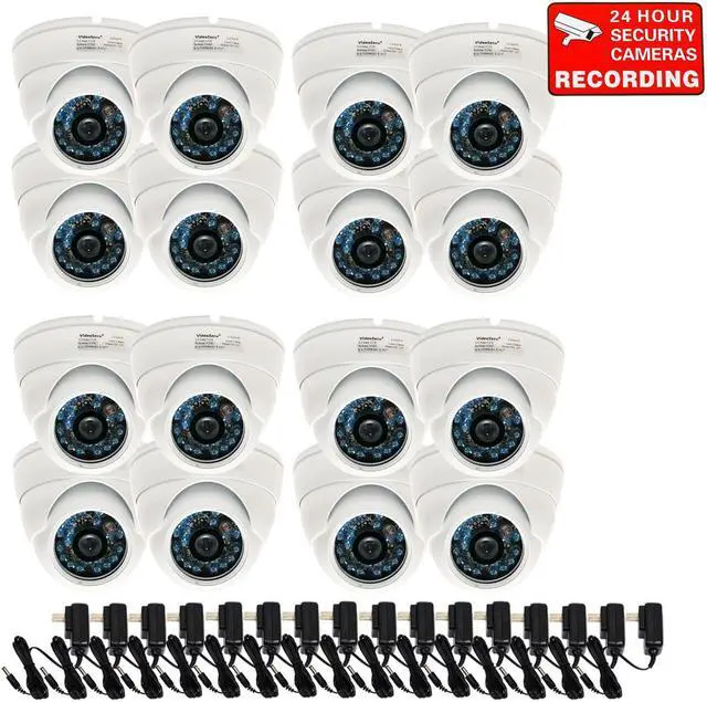Main image of VideoSecu 16 Pack Weatherproof Outdoor Builit-in 1/3 inch SONY CCD Security Camera IR Day Night Vision 600 TV Lines 3.6 mm Wide Angle Lens with 16 Power Supply for CCTV Surveillance DVR System B6G