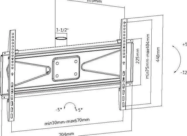 Alt view image 3 of 4 - VideoSecu TV Plate for most 39-65" LCD LED Plasma Ceiling Mount, fits 1.5-Inch NPT Pipe MPCNM64 WTU