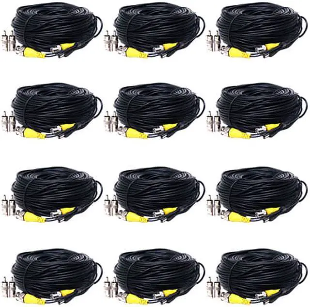 Main image of VideoSecu 12 Pack 50 Feet Video Power CCTV Security Camera Cables Wire Cord with Free BNC RCA Connectors MCH