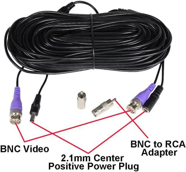 Alt view image 5 of 5 - VideoSecu 100ft HD Security Camera BNC Video Power Cable Pre-made All-in-One Cord for CCTV DVR Surveillance System HD Security Camera 960P/720P, TVI, CVI, AHD Analog Camera Free BNC RCA Connectors B5I