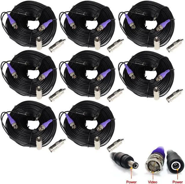 Main image of VideoSecu 8x150ft Video Power Cable for AHD HD-CVI HD-TVI HD Analog Security Camera Surveillance with Free BNC RCA Connectors B5O