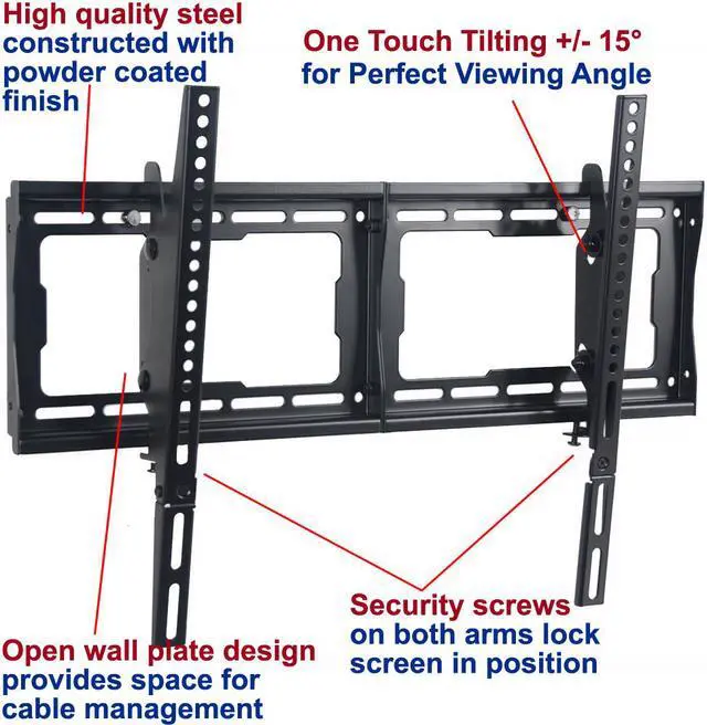 Alt view image 2 of 5 - VideoSecu Tilt TV Wall Mount VIZIO 42 47 50 55 60 65 70" M55-D0 E60-E3 E60u-D3 M60-D1 D65-D2 D65u-D2 E65-E0 E65u-D3 M65-D0 P65-C1 E70-E3 E70u-D3 D70-D3 M70-D3 Free 10ft HDMI Cable & Bubble Level BG3