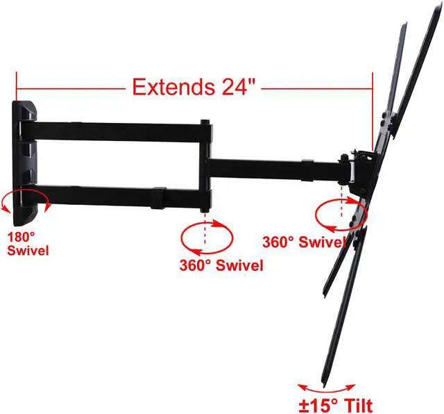 Alt view image 5 of 6 - VideoSecu Tilt Swivel TV Wall Mount Articulating Full Motion Bracket for most 26-50" LED LCD Plasma 3D HDTV UHD Flat Panel with Max VESA 600x400mm, Loading 66lbs, Cable Management bd5