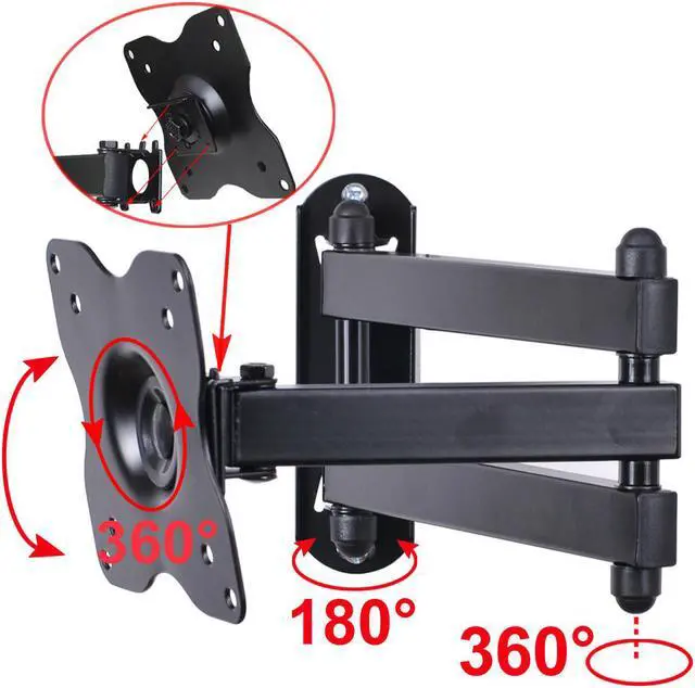 Alt view image 3 of 6 - VideoSecu Articulating Tilt Swivel Wall Mount for 15-24" LED LCD TV Monitor some LED up to 29", VESA 100x100/75x75mm for Acer K272HUL ASUS MG248Q DELL E2216HVM P2217H U2412M U2717D A63