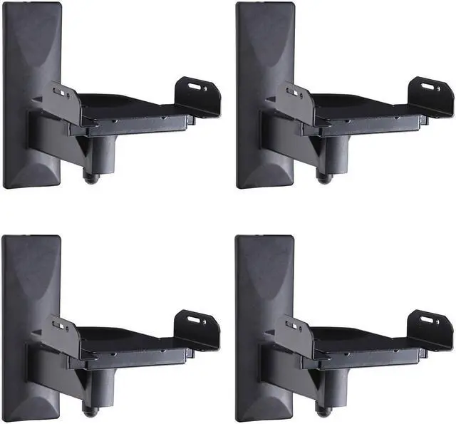 Main image of VideoSecu 4 Packs Side Clamping Surround Sound Bookshelf Speaker Wall Mount Tilt Swivel Bracket MS56BK M90