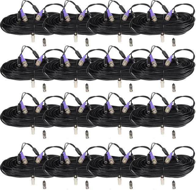 Main image of VideoSecu 16 Pack 50 Feet Video Power Extension Cable Pre-made All-in-One Wire Cord for CCTV DVR Surveillance System HD Security Camera AHD, CVI, TVI HD Analog Camera BTi