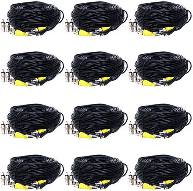 Main image of VideoSecu 12 x 150ft Video Power Cables BNC RCA Wires CCTV DVR CCD Security Camera Cords with Free Connectors CMD