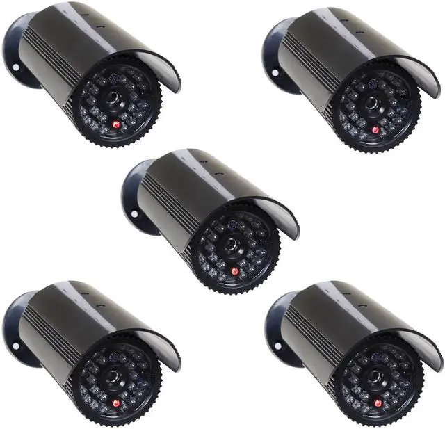 Main image of VideoSecu 5 x Dummy Fake Security Cameras Fake Bullet Infrared LEDs Flashing Light Home CCTV Surveillance CNJ