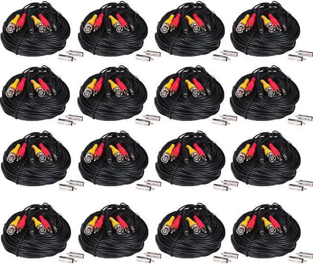Main image of VideoSecu 16x 50ft Audio Video Power Extension Cable Wire Cord for CCTV Security Camera with Free BNC RCA Adapters b28