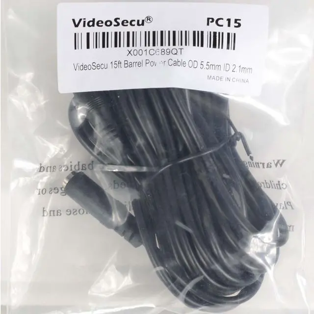 Alt view image 4 of 4 - VideoSecu 15ft 12V DC Power Adapter Cable Pigtail Plug Extension Wire Cord 2.1mm x 5.5mm for CCTV Security Surveillance Camera W1U