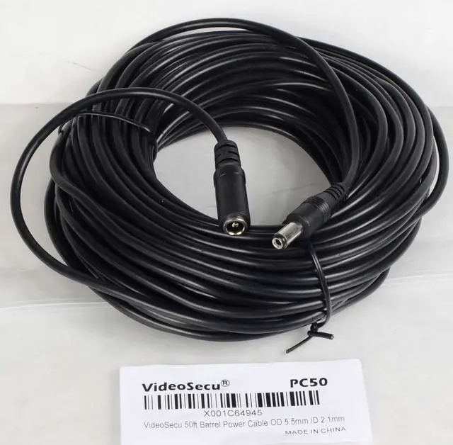 Alt view image 4 of 4 - VideoSecu 50ft 12V DC Power Adapter Pigtail Plug Extension Cable 2.1mm x 5.5mm for CCTV Surveillance Camera W3J