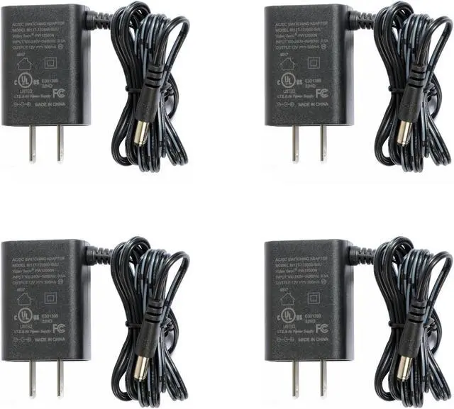 Main image of VideoSecu 4 Pack Security Camera Power Supply 12V DC 500mA Regulated Switching Adapter CCTV Surveillance WVN