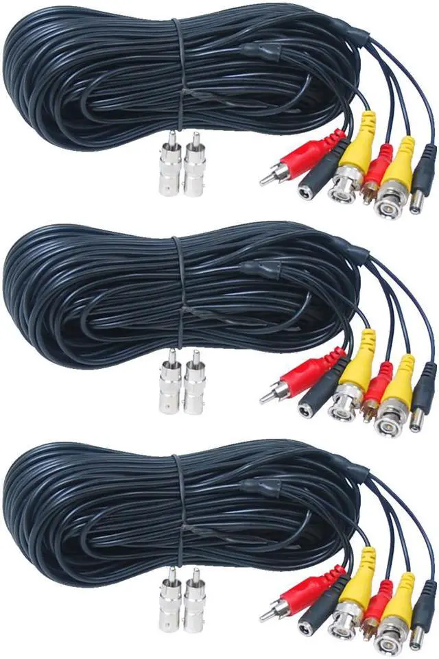 Main image of VideoSecu 3x 50ft Security Camera Audio Video Power Extension Cable BNC RCA Connector Wire for CCTV Surveillance Camera b2q