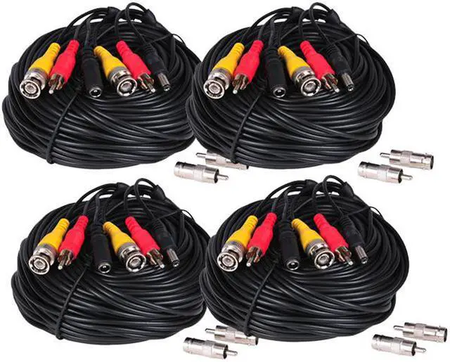 Main image of VideoSecu 4x 50 Feet Security Camera Audio Video Power Cable BNC RCA Connector Wire Cord for CCTV Surveillance b2r