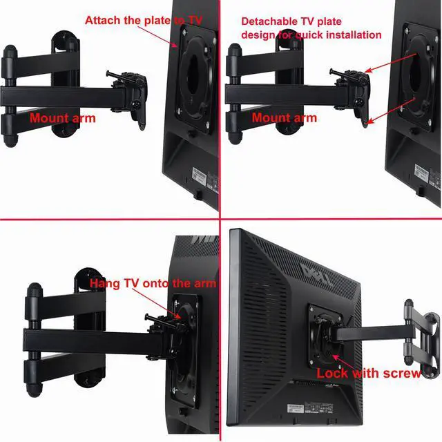 Alt view image 2 of 5 - VideoSecu Full Motion TV Wall Mount for VIZIO 19 22 23 24 26 27 28 29" D24-D1 D24hn-D1 D24h-E1 D24hn-E1 E28H-C1 E291-A1 LED LCD HDTV Articulating Tilt Swivel Bracket B0Y