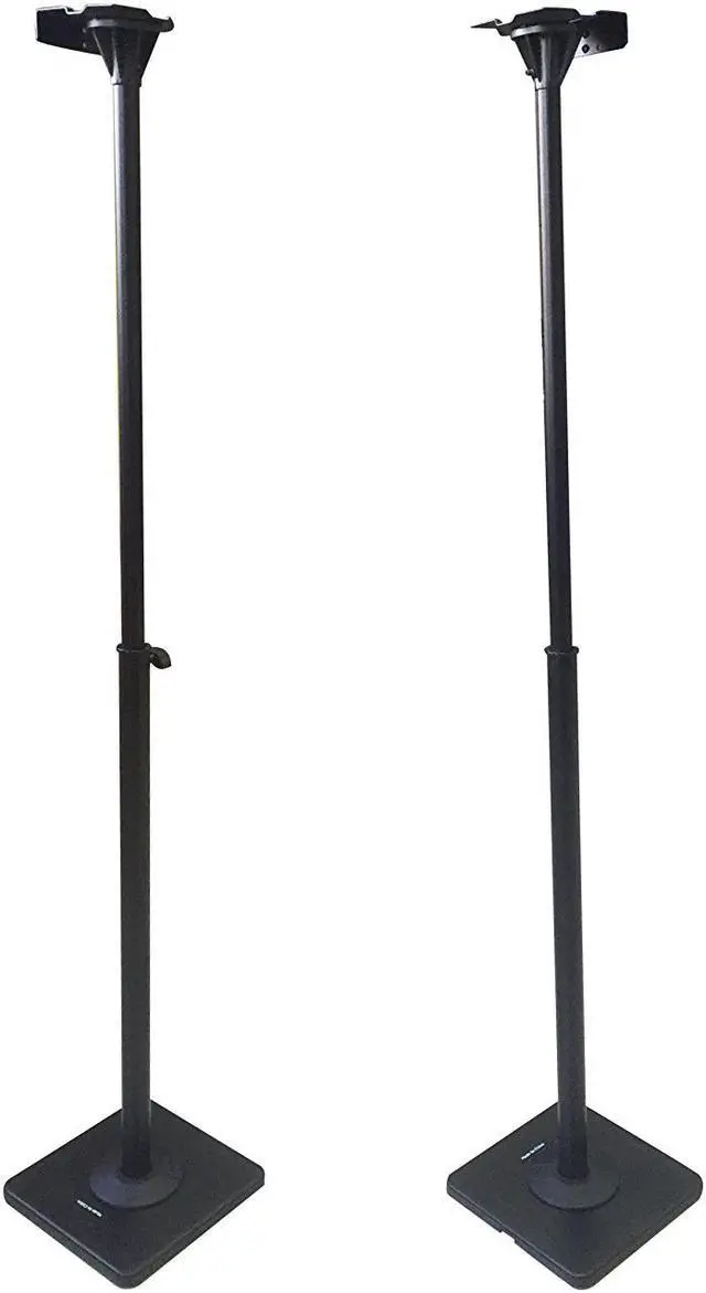 Alt view image 4 of 14 - VideoSecu 2 Adjustable Height Universal Floor Speaker Stands Mounts Heavy Duty Surround Sound Satellite Small Bookshelf Speakers Stand BXX