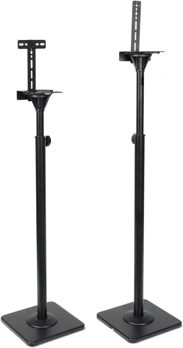 Alt view image 5 of 14 - VideoSecu 2 Adjustable Height Universal Floor Speaker Stands Mounts Heavy Duty Surround Sound Satellite Small Bookshelf Speakers Stand BXX