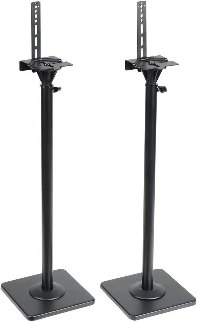 Alt view image 2 of 14 - VideoSecu 2 Adjustable Height Universal Floor Speaker Stands Mounts Heavy Duty Surround Sound Satellite Small Bookshelf Speakers Stand BXX