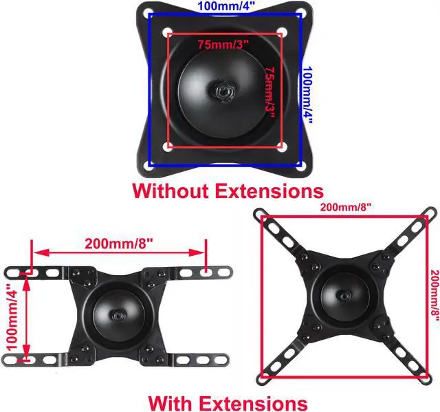 Alt view image 2 of 7 - VideoSecu Tilt LCD LED TV Wall Mount for 15 17 19 20 22 24 26 27 28 32 39 inch Monitor HDTV Flat Panel Screen Displays with VESA 200x200/ 200x100/ 100X100/ 75X75, sliding plate design W06