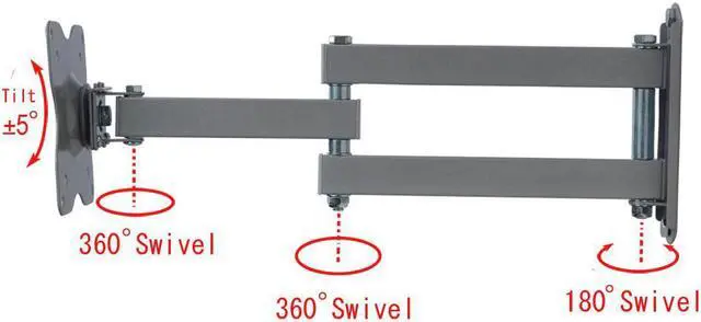 Alt view image 4 of 7 - VideoSecu Tilt Swivel Articulating Arm Full Motion TV Wall Mount Bracket for most 15-29 inch LCD LED Monitors B0E