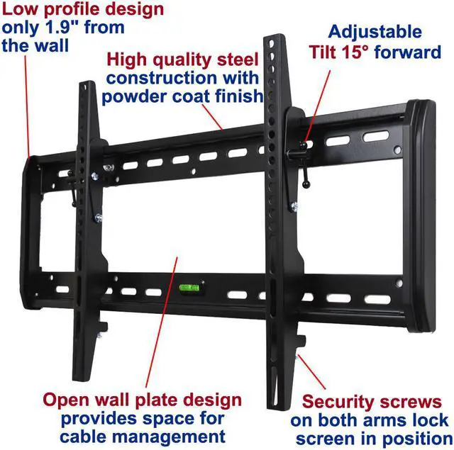 Alt view image 3 of 4 - VideoSecu Mounts Tilt TV Wall Mount Bracket for 32 39 40 42 43 46 48 50 55 60 65 inch Some LED 70 75 inch LCD LED Plasma HDTV Flat Panel Screen with HDMI Cable and Bubble Level BML