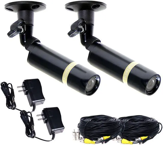 Main image of VideoSecu 2 Pack Security Cameras Built-in SONY CCD Bullet Outdoor Wide Angle Lens for Home CCTV DVR Surveillance with 2 Power Supplies and 2 Extension Cables CMC
