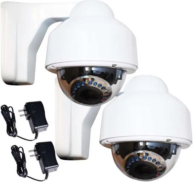 Main image of VideoSecu 2 Pack Dome Outdoor Weatherproof Security Camera Built-in 1/3" CCD IR Day Night Vision Vari-focal 3.5~8 mm Lens Infrared 17 LEDs for CCTV Home DVR Surveillance System with 2 Power Supply CRG
