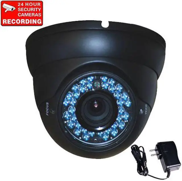 Main image of VideoSecu Dome CCTV Vandal Proof Outdoor Weatherproof IR Day Night Security Camera Vari-focal 4 - 9mm Built-in 1/3 inch CCD 480 TV Lines 36 LEDs with Power Supply AF6