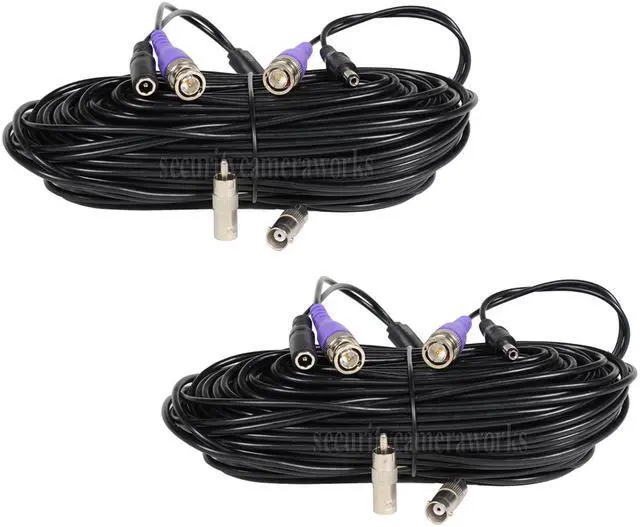 Main image of VideoSec HD Security Camera BNC Video Power Cable 2x 100ft Pre-made All-in-One Extension Wire Cord for CCTV DVR Surveillance System HD Security Camera 960P/720P, AHD, CVI, TVI and Analog Camera 1Q7