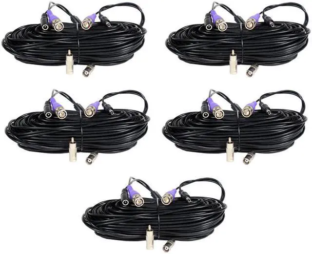Main image of VideoSecu 5 X 100ft All-in-One Video Power Extension Cable Pre-made Wire Cord for CCTV DVR Surveillance System HD Security Camera AHD, CVI, TVI HD Analog Camera with Free BNC RCA Connecto MC1