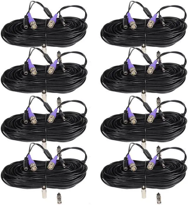 Main image of VideoSecu Video Power Cable 8x100ft for AHD HD-CVI HD-TVI HD Analog Security Camera Surveillance with Free BNC RCA Connectors b2u
