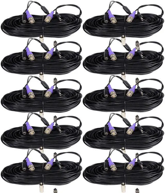 Main image of VideoSecu CCTV Surveillance 10x 100ft Video Power Cable for AHD HD-CVI HD-TVI HD Analog Security Camera with Free BNC RCA Connectors b9t