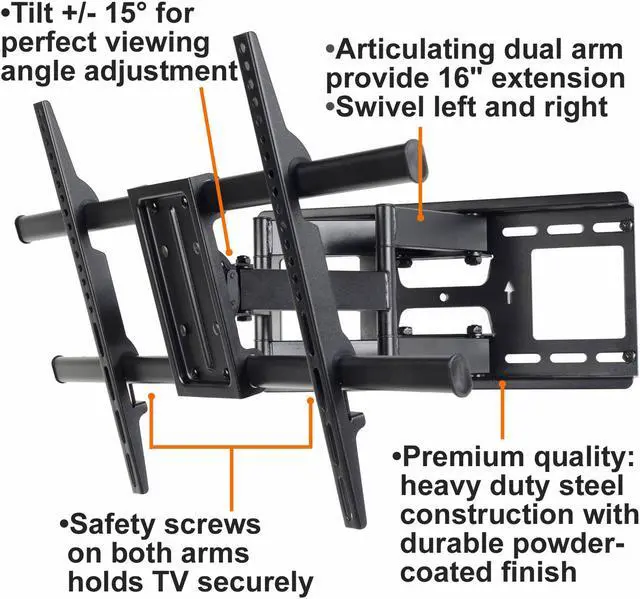 Alt view image 2 of 5 - VideoSecu Heavy Duty Tilt Swivel TV Wall Mount for most 40 42 43 46 47 48 49 50 55 60 65 70" Samsung VIZIO Sharp Panasonic 3D HDTV LCD LED UHD with VESA 600x400/400x400mm& Free HDMI Cable CT0