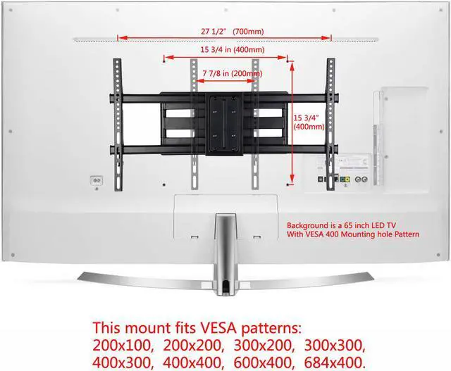 Alt view image 5 of 5 - VideoSecu Heavy Duty Tilt Swivel TV Wall Mount for most 40 42 43 46 47 48 49 50 55 60 65 70" Samsung VIZIO Sharp Panasonic 3D HDTV LCD LED UHD with VESA 600x400/400x400mm& Free HDMI Cable CT0