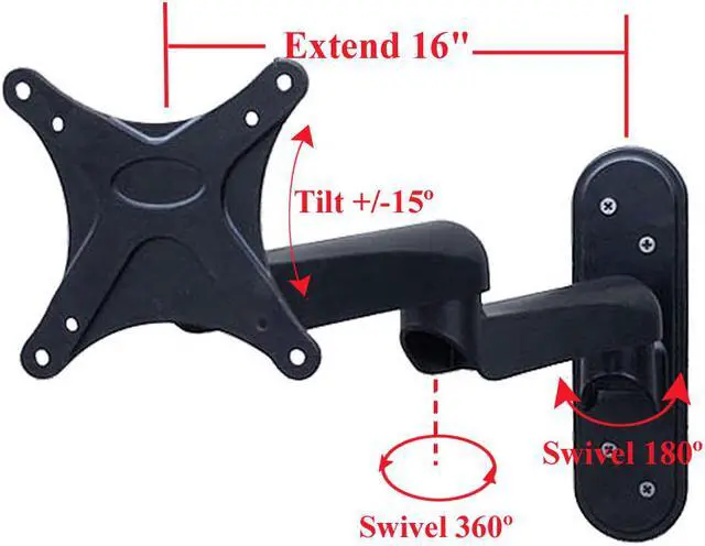 Alt view image 4 of 6 - VideoSecu Articulating Arm Full Motion Tilt Swivel TV Wall Mount for 15 17 19 20 22 23 24 26 27" Monitor LCD LED HDTV Flat Panel Displays 1ai