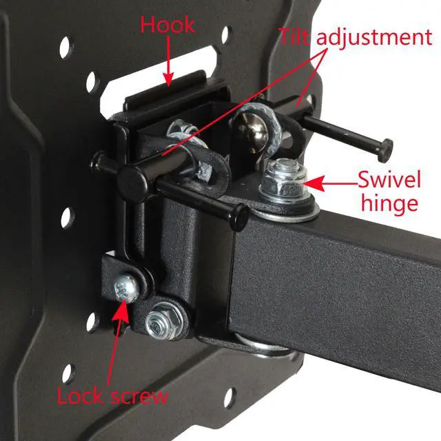 Alt view image 2 of 14 - VideoSecu Full Motion Articulating TV Wall Mount for most 26-55" LCD LED HDTV UHD, Long Arm Tilt Swivel TV Mount Bracket with Max VESA 400x400mm, Loading 88lbs, Cable Management BJZ