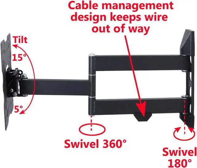 Alt view image 2 of 7 - VideoSecu Articulating Tilt Swivel TV Wall Mount for 26"-55" LCD LED HDTV UHD Extension Full Motion TV Mount Bracket with VESA 400x400mm, Free HDMI Cable & Bubble Level BJZ