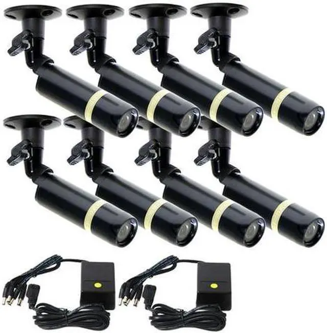 Main image of VideoSecu 8 Pack Bullet Indoor Weatherproof Outdoor Security Camera Built-in Sony CCD 3.6mm Wide View Angle Lens 480TVL with 2x 4CH Power Supply for CCTV DVR Home Surveillance System CP9