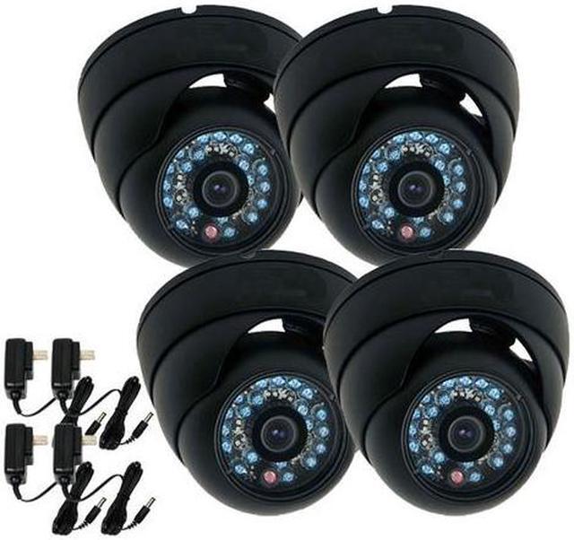 Main image of VideoSecu 4 Pack 3.6mm Wide Angle Lens Outdoor Indoor Weatherproof Security Camera Infrared Day Night Vandal Proof 600 TV Lines High Resolution Bulit-in 1/3 inch SONY CCD with 4 Power Supply CCTV AR7