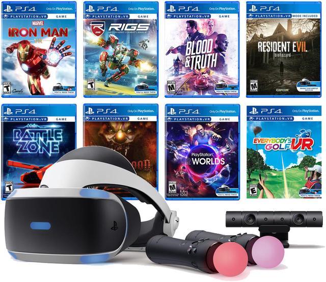 Immersive VR Gaming Bundle for PS4 & PS5: PlayStation VR Headset, Camera,  Move Motion Controllers, 8 Games Including Resident Evil 7, Batman, Astro