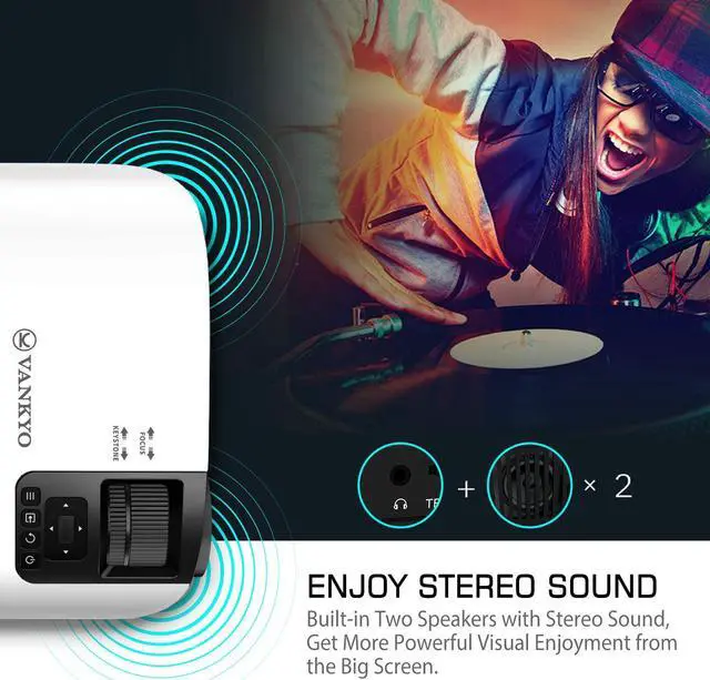 Alt view image 5 of 7 - VANKYO Leisure 510 HD Movie Projector, Video Projector with 230" Projection Size, Support 1080P HDMI VGA AV USB with HDMI Cable and Carrying Bag