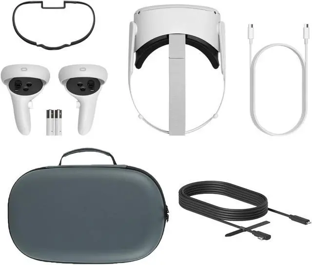 Alt view image 2 of 7 - 2020 Oculus Quest 2 All-In-One VR Headset, Touch Controllers, 64GB SSD, 1832x1920 up to 90 Hz Refresh Rate LCD, Glasses Compitble, 3D Audio, Mytrix Carrying Case, USB-C PC VR Cable (3M)