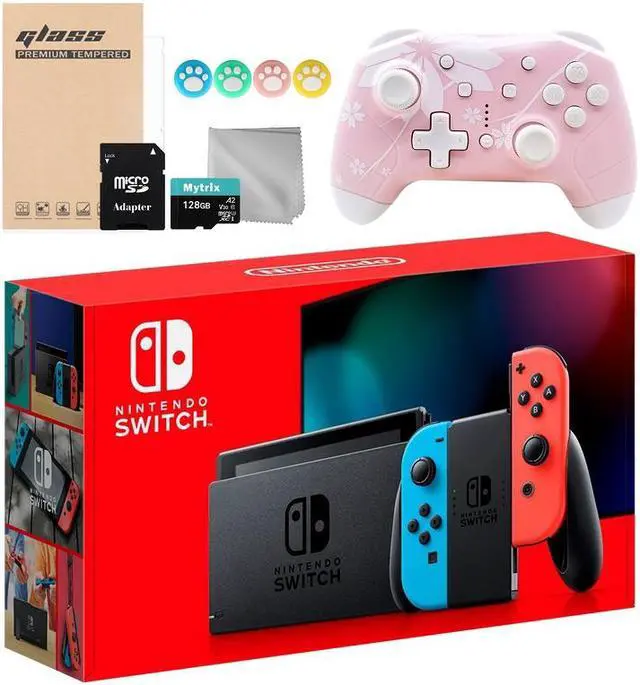 Switch2018本体 Nintendo Switch Neon Red Blue 32GB Console with Mytrix