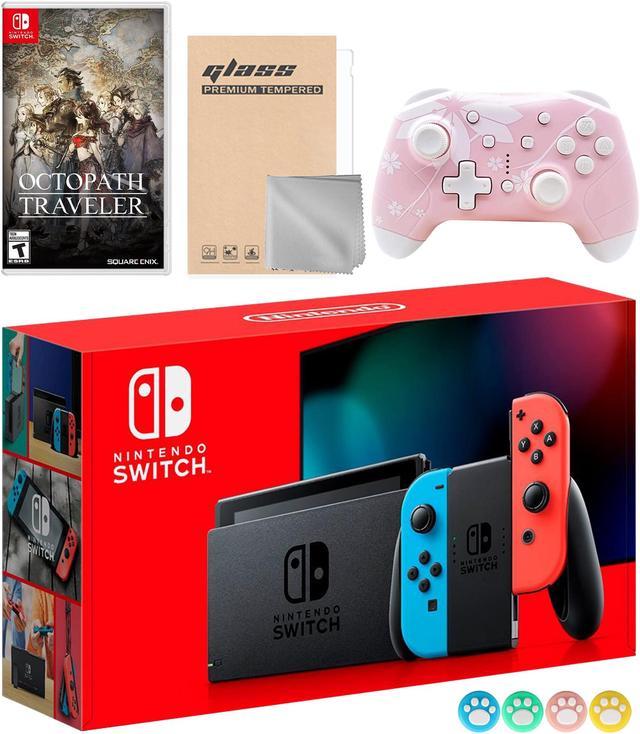 Nintendo Switch Neon Red Blue Joy-Con Console Set, Bundle With 